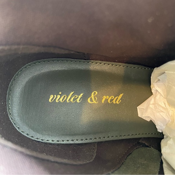 Violet & Red Womens Shoes Jenna Booties Sz 6 Olive Green Suede Leather Heeled - Picture 8 of 12